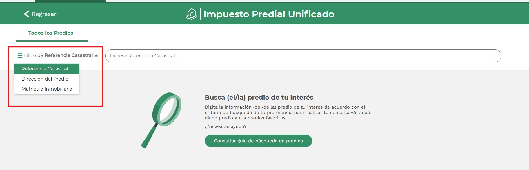 Tercera imagen de Impuesto predial Unificado. Ingresando la referencia catastral del predio